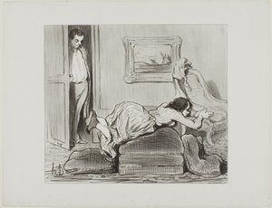 A zealous student practicing at home, plate 6 from Les Baigneuses