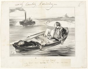 An Unpleasant Encounter, plate sixteen from Les Canotiers Parisiens by Honoré Victorin Daumier