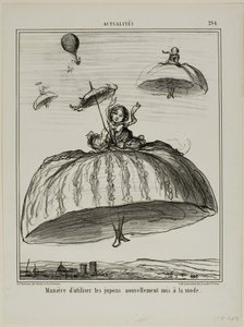 Another way to make use of the new petticoats that have lately become fashionable, plate 294 from Actualités by Honoré Victorin Daumier
