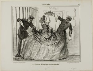 Crinolines are suddenly getting to be suspicious, plate 419 from Actualités by Honoré Victorin Daumier