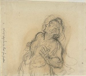 Frightened Woman by Honoré Victorin Daumier
