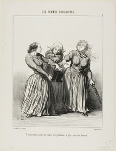 Insurrection against husbands is proclaimed as being the first and holiest duty in life!, plate 1 from Les Femmes Socialistes
