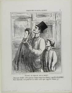 Looking at the Painting of Manet, Plate 9 from Croquis Pris Au Salon par Daumier
