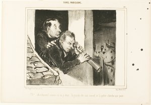 "Oh! It is as if we were there: the tall one opens her corset and the little one is looking for a flea!", plate 27 from Types Parisiens by Honoré Victorin Daumier