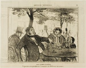 On the Champs-Elysees. Tasting of the industrial products of different brewers, plate 18 from The Universal Exhibition