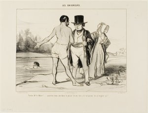 "Pardon me, Mayor.... would you please be so kind to tell me whether swimming is allowed here?", plate 25 from Les Baigneurs
