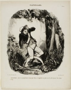 Quite Embarrassing Not to Remember Where One Has Hidden the Wolf Traps, Plate 44 from Pastorales by Honoré Victorin Daumier