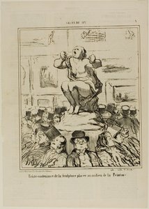 The Displeasure of a Sculpture Placed in the Middle of an Exhibition of Paintings, plate 5 from Salon De 1857 by Honoré Victorin Daumier