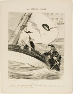 The Gust of Wind, plate 17 from Les Canotiers Parisiens by Honoré Victorin Daumier