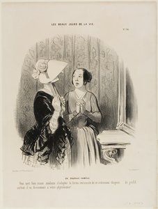 The Pamela Hat. "You are perfectly right Madame to adopt this ravishing form of a new hat...... especially from the side it matches beautifully your physiognomy..." plate 76 from The Beautiful Days of Life by Honoré Victorin Daumier
