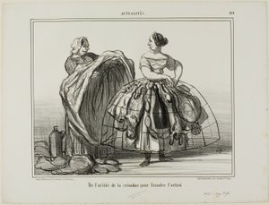 The Usefulness of the Crinoline When Cheating the Customs, Plate 414 from Actualités by Honoré Victorin Daumier