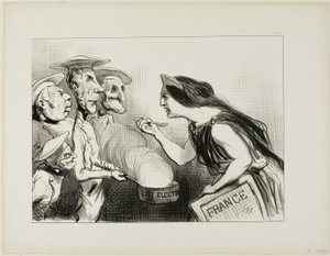 Too Many Cooks Spoil The Broth. "- This really tastes like bad cooking," plate 142 from Actualités