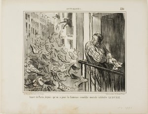 View Taken of the Streets of Paris after the Performance of the Famous Moralistic Comedy "La Bourse," plate 330 from Actualities by Honoré Victorin Daumier