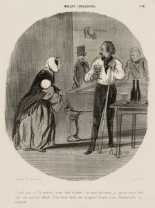 You Tramp! I Would Like to See You Drown in Your Beer, Plate 48 from Moeurs Conjugales by Honoré Victorin Daumier