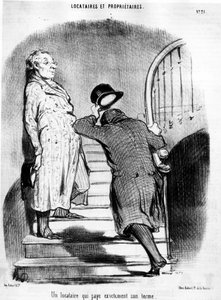 A Tenant Who Pays Exactly His Term (Series of Cartoons by Honore Daumier, Charivari)