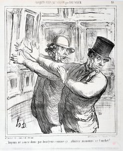 Artwork by Honore Daumier. Charivari dates from 1865: Series Sketches Taken at the Salon - Let