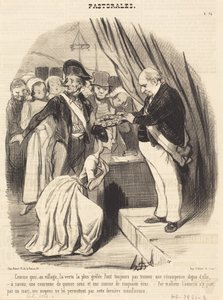How, in the Village, the Most Pockmarked Virtue... by Honoré Daumier