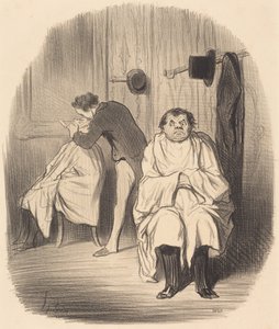 Devil!... it seems that the razor is hardly good... by Honoré Daumier