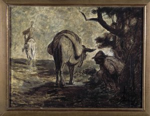 Don Quixote and Sancho Panza. Illustration from the novel by Miguel Cervantes Don Quixote de la Mancha. Painting by Honore Daumier by Honoré Daumier