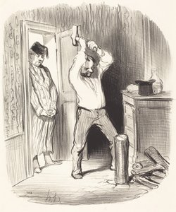 Is it permitted by God... to split wood... by Honoré Daumier