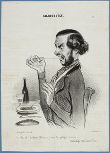 Hold on! Waitress, I prefer the vegetables clean-shaven. by Honoré Daumier