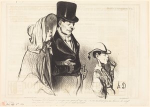 The Mother - Is it nice to eat his barley sugar!... by Honoré Daumier