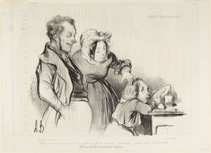 Lolo, who do you like best, daddy or mommy? by Honoré Daumier