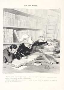 Sir, pardon me if I bother you a little... but you understand that writing a new novel at the moment, I must consult a crowd of ancient authors!... (The Gentleman aside.) Ancient authors!... by Jove, she should have consulted them from their... by Honoré Daumier