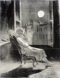 O Moon!... Inspire Me Tonight with Some Little Thought... by Honoré Daumier