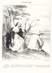 Oh sorrow!...to have dreamed all my life as a young girl, of a husband who, like me, adored holy poetry, and to fall upon a husband who loves only gudgeons...that man was born to be a pike!... by Honoré Daumier