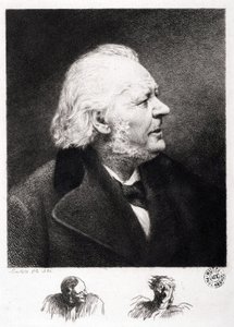 Portrait of Honore Daumier (1808-1879), French engraver, painter and sculptor. Engraving of son Boulard