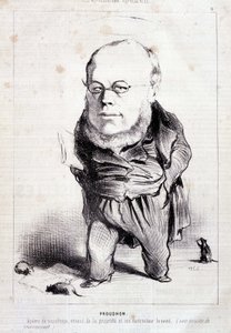 Proudhon, "apostle of socialism, enemy of property and its patented destructor" - by Daumier, in "Charivari" of 06/01/1849