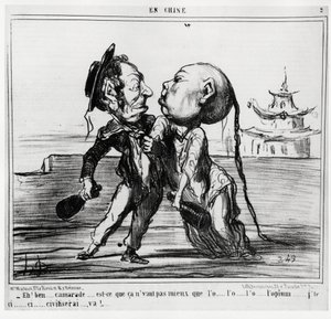 Second Opium War (1856-1860), in 1858, the Chinese Government Agreed to Legalize the Trade in Opium, Under Franco-British Pressure: Eh! Well, Comrade... Is It Not Better Than the Opium... Civilize... by Honoré Daumier