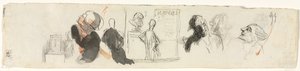 Sketches of Various Figures (verso) by Honoré Daumier