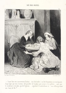 Follow my reasoning well, Eudoxie... everything must aim at a humanitarian goal, consequently every line we write must proceed from analysis to reach synthesis... otherwise socialism is nothing but selfishness... generating the m by Honoré Daumier