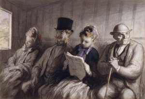 The First Class Carriage by Honoré Daumier