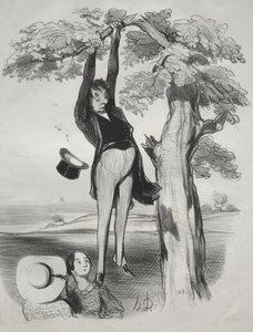 The Hazards of Shaking a Plum Tree too Vigorously (When One is a Grown Man) by Honoré Daumier