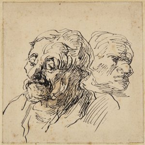 Two Heads by Honoré Daumier