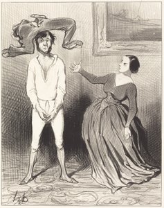 A Woman Like Me... Fixing a Button?... by Honoré Daumier