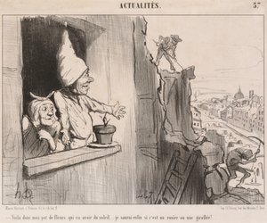 Here... my flower pot... will get some sun... by Honoré Daumier