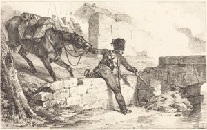 Artilleryman Lighting a Mine by Emile Jean Horace Vernet