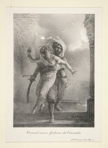 Conrad Saves Gulnare by Emile Jean Horace Vernet