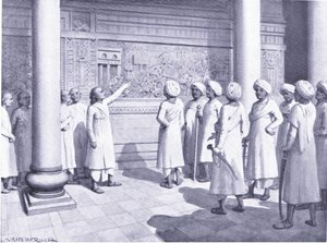 Rajaraja Chola Inspects the Bas-Relief of His Exploits at Tanjure 995 AD