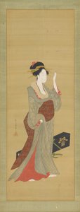 A Geisha About to Adjust a Tortoise-Shell Hairpin, late 18th century