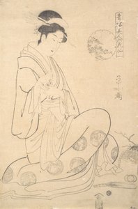 Konosato of Takeya Seated, Holding an Incense Burner by Hosoda Eishi