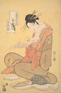 The Oiran Komurasaki of Kadotamaya Reading a Letter, ca. 1794 by Hosoda Eishi