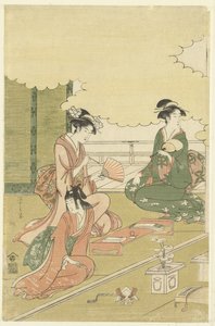 Women in an Outdoor Room by Hosoda Eishi