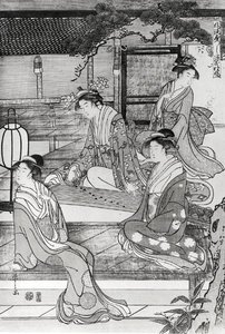 Woman playing the Koto by Hosoda Eishi