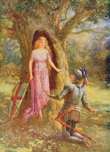 A fair young girl stepped out, from 