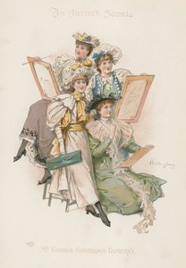 Group of Four Well-Dressed Women Holding Drawing Boards by Howard Davie